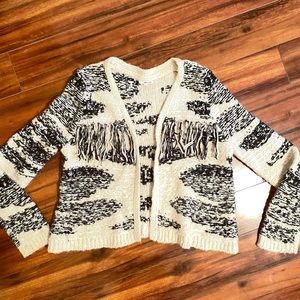 LA MADE fringed cardigan size M soft wool blend